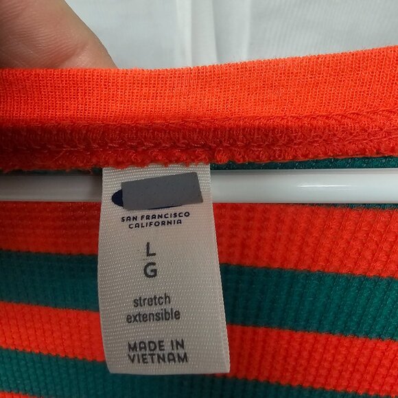 Old Navy Onesie Union Jack Pajamas Thermal Red Green Stripes Leisure Preppy L - Picture 7 of 9